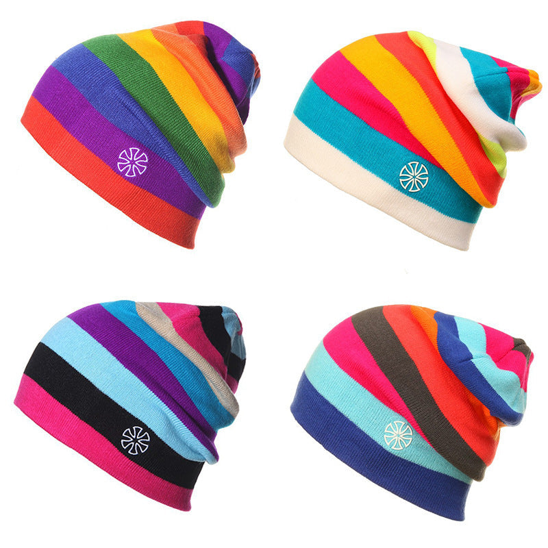 Outdoor Striped Knitted Beanie – Ski & Casual Cap