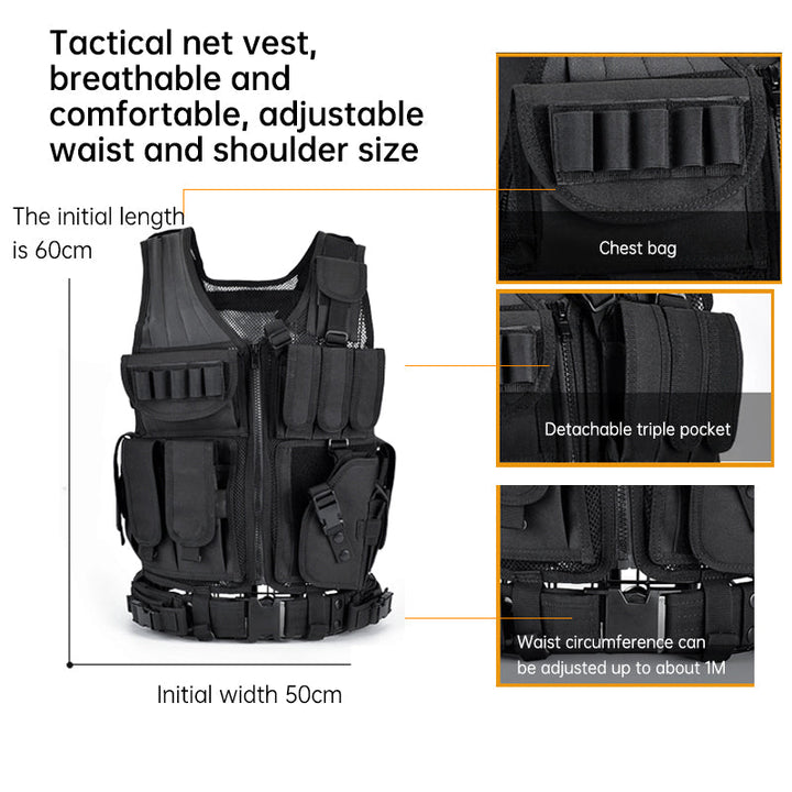 Tactical Grid Vest – 6000D Nylon Multi-Pocket Hunting Vest