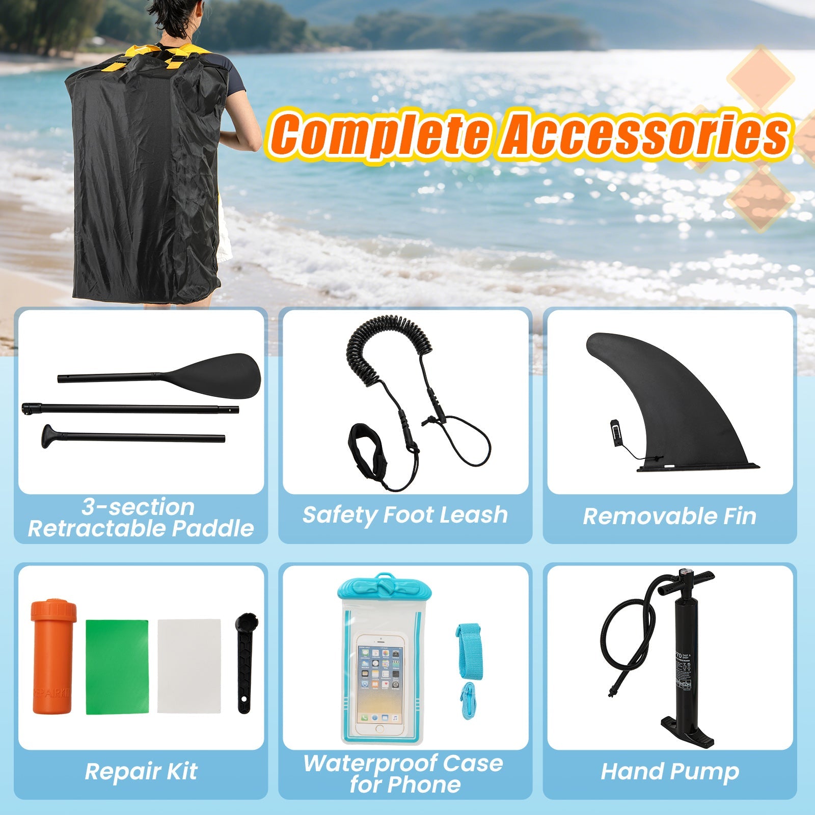 11 Feet Premium SUP Inflatable Stand Up Paddle Board with Accessories-L