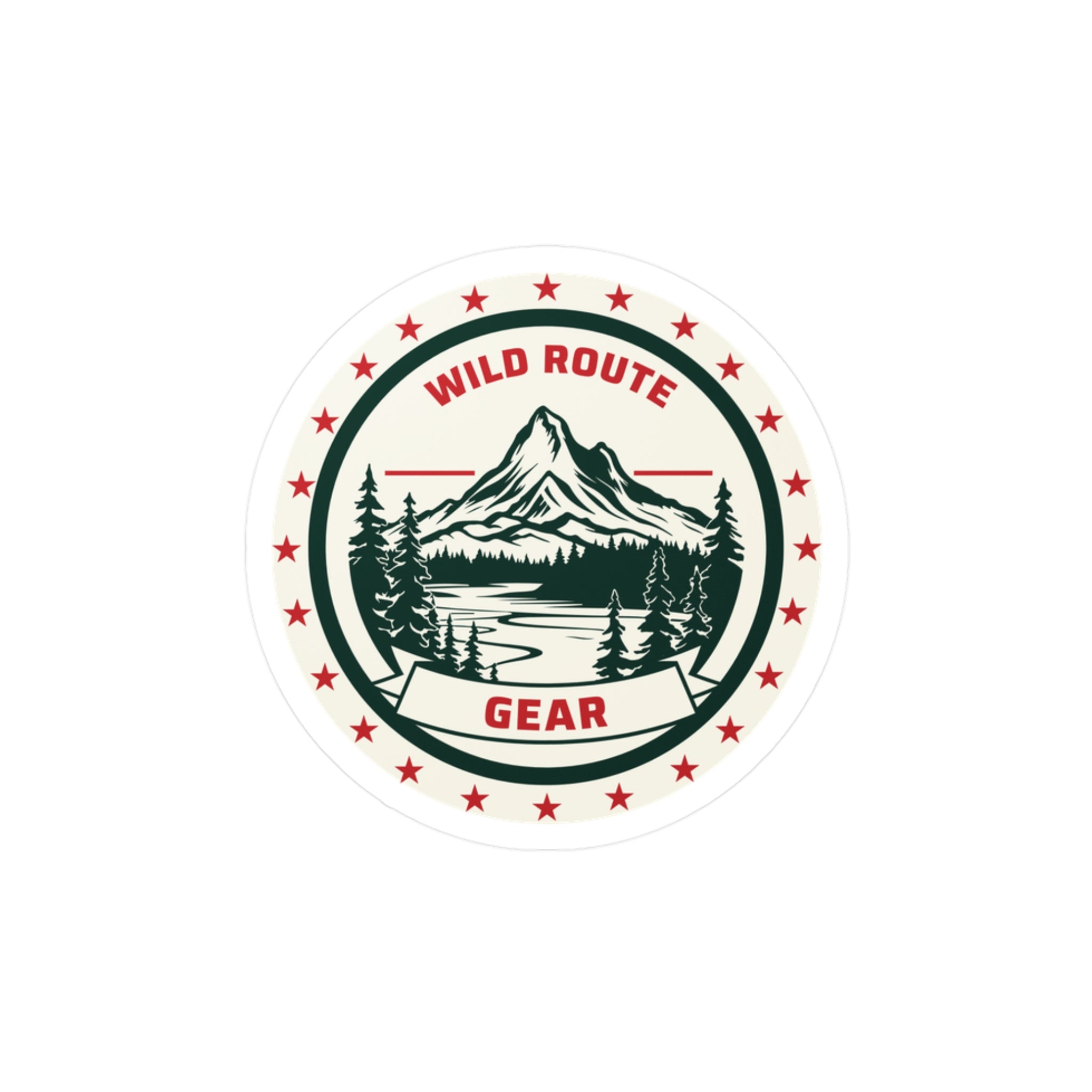 Outdoor Patch Sticker - "Wild Route Gear" Mountain Kiss-Cut Vinyl Decal