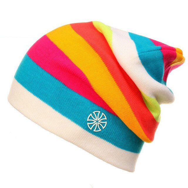 Outdoor Striped Knitted Beanie – Ski & Casual Cap