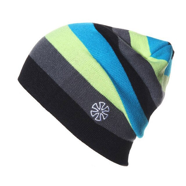 Outdoor Striped Knitted Beanie – Ski & Casual Cap