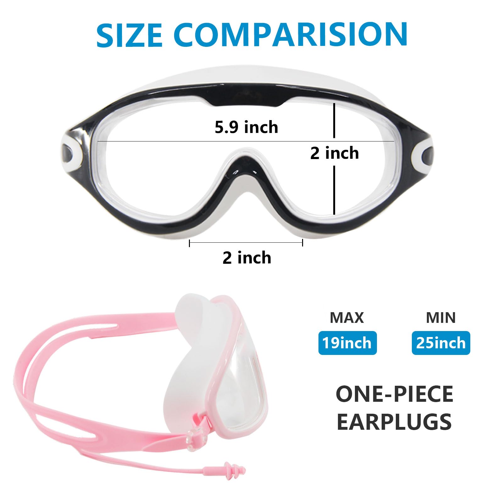 Adult Swim Goggles 2-Pack – Anti-Fog, Leak-Proof with Ear Plugs
