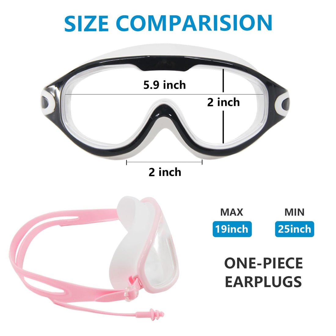 Adult Swim Goggles 2-Pack – Anti-Fog, Leak-Proof with Ear Plugs