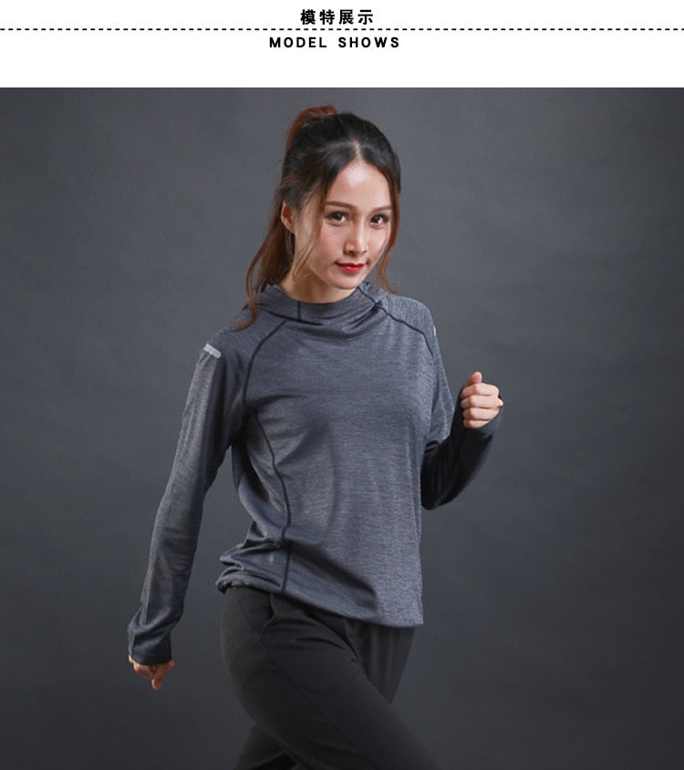 Women’s Quick-Dry Long Sleeve Running Top – Lightweight Gym Hoodie