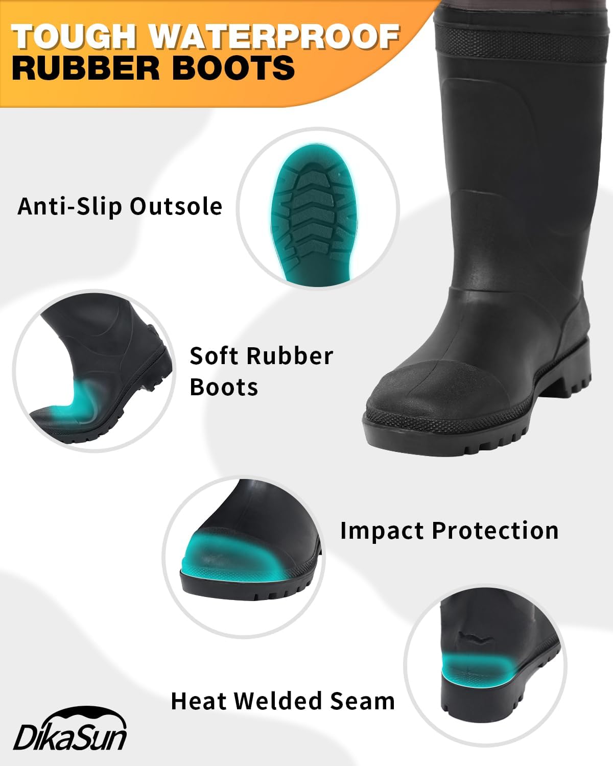 DikaSun Lightweight Bootfoot Chest Waders with Boots — Men & Women Fishing Waders for Duck Hunting & Fly Fishing (US Sizes, Brown)