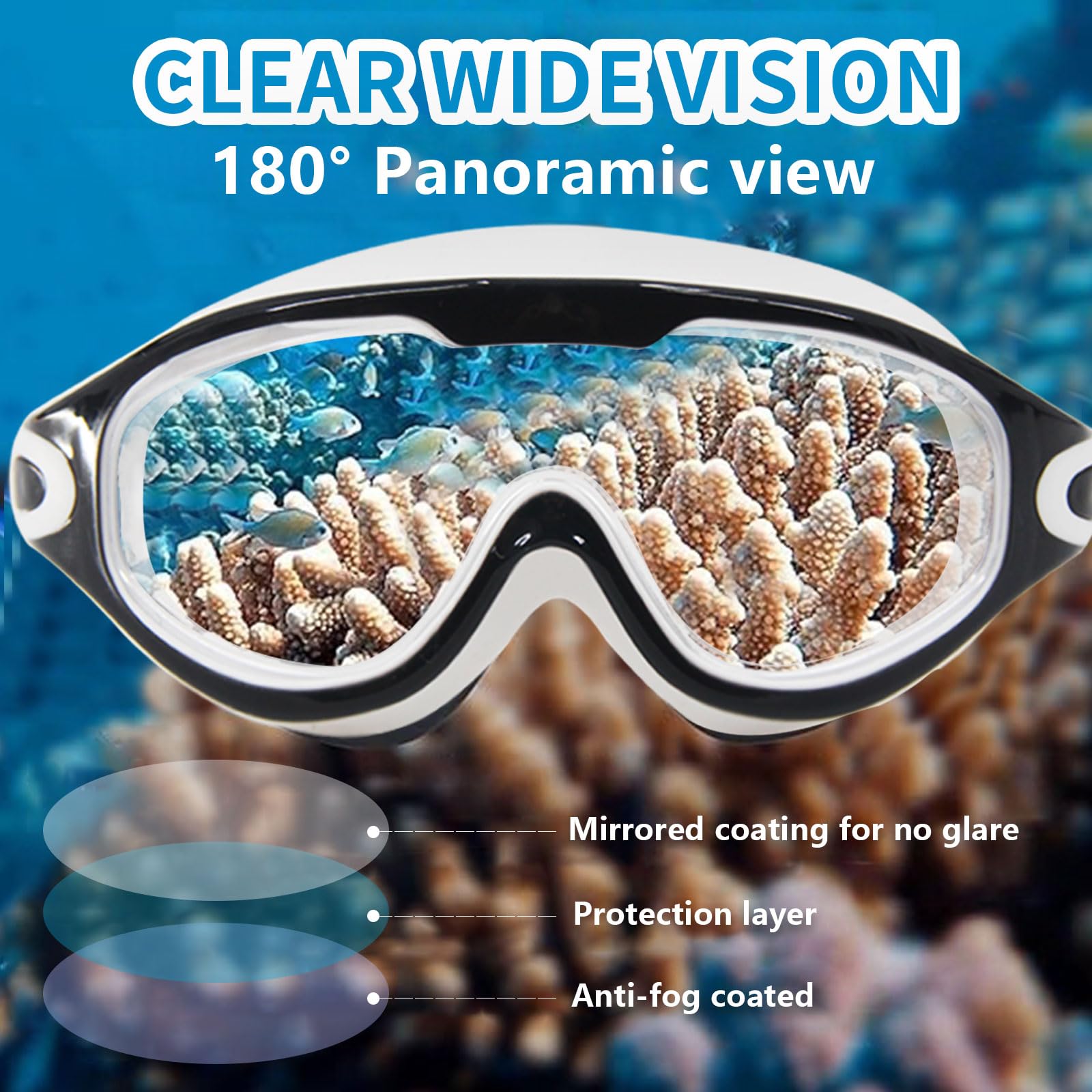 Adult Swim Goggles 2-Pack – Anti-Fog, Leak-Proof with Ear Plugs