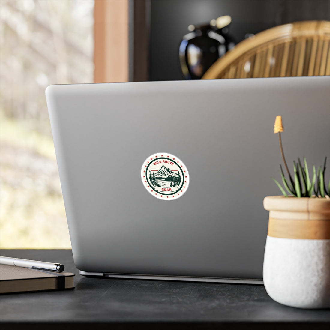 Outdoor Patch Sticker - "Wild Route Gear" Mountain Kiss-Cut Vinyl Decal