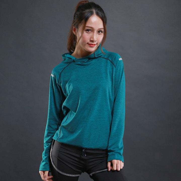 Women’s Quick-Dry Long Sleeve Running Top – Lightweight Gym Hoodie