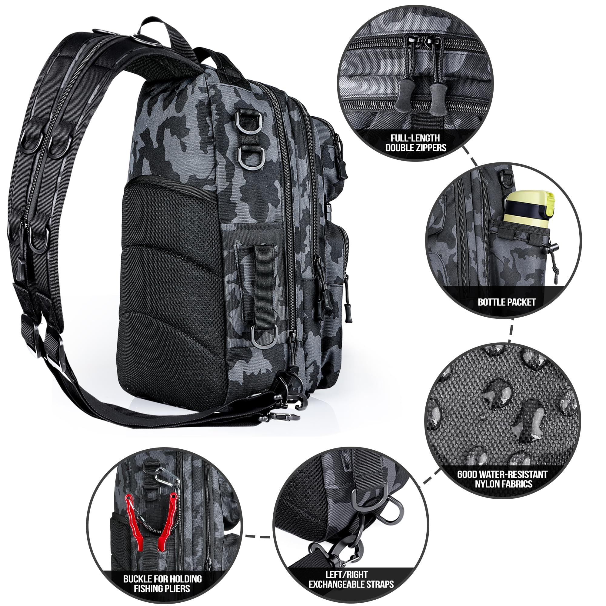 PLUSINNO Fishing Backpack with Fishing Rod and Reel Combos Tackle Boxes, Waterproof Tackle Backpack for Fishing Gear with Rod Holder, Fishing Gifts for Men with Fishing Tool Kit...