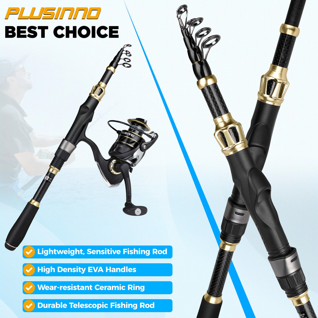 PLUSINNO Fishing Backpack with Tackle Boxes, Waterproof Fishing Sling Tackle Bag For Fishing Gear With Rod Holder, Fishing Gifts for Men With Fishing lures, Fishing pliers, Fish Lip Gripper.