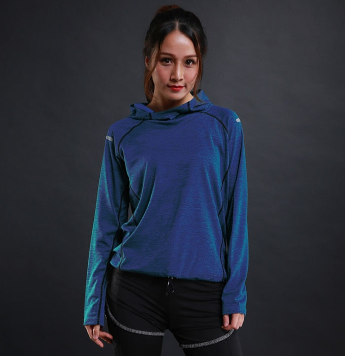 Women’s Quick-Dry Long Sleeve Running Top – Lightweight Gym Hoodie