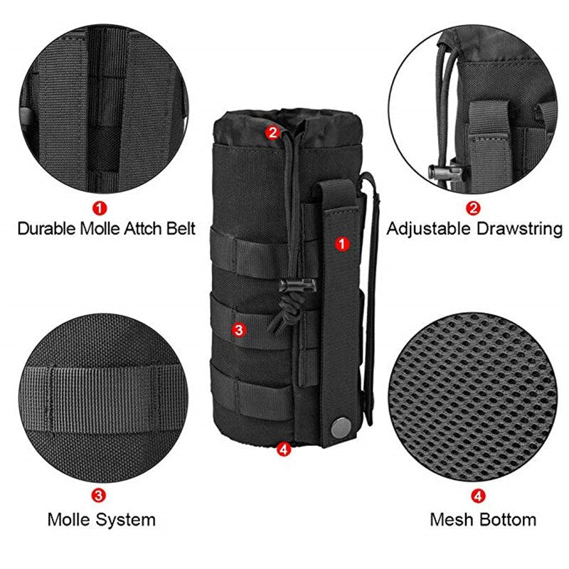 Tactical Water Bottle Pouch – MOLLE Outdoor Waist Bag