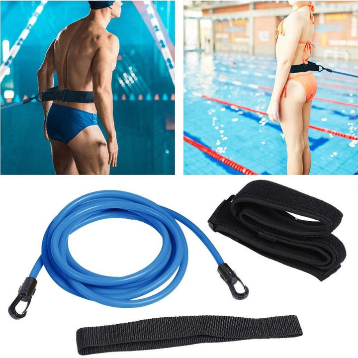 Adjustable Swim Training Resistance Belt with Elastic Cord