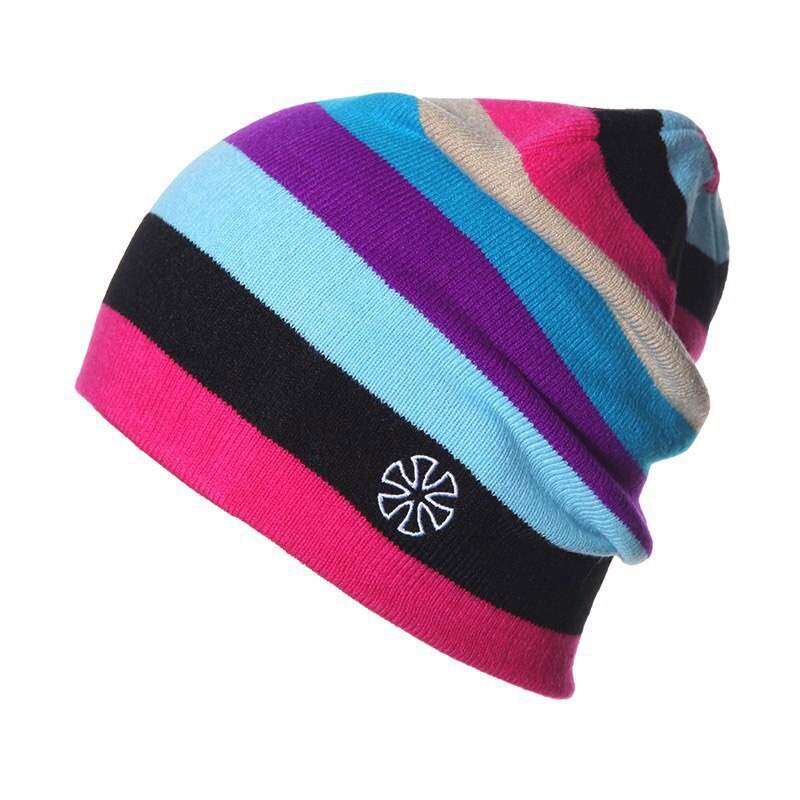 Outdoor Striped Knitted Beanie – Ski & Casual Cap