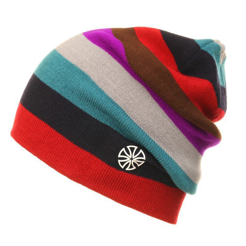 Outdoor Striped Knitted Beanie – Ski & Casual Cap