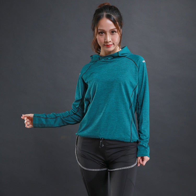 Women’s Quick-Dry Long Sleeve Running Top – Lightweight Gym Hoodie