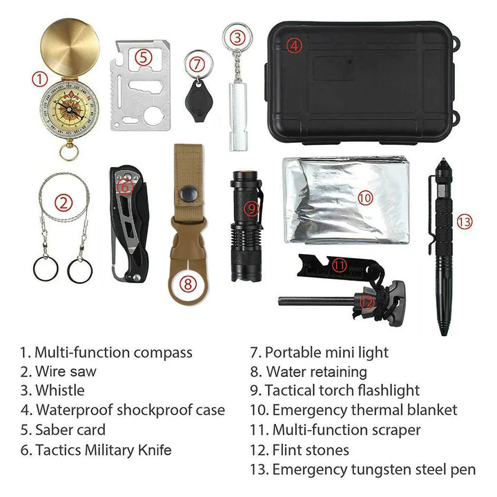 14-in-1 Outdoor Survival Kit – Tactical Emergency SOS Gear