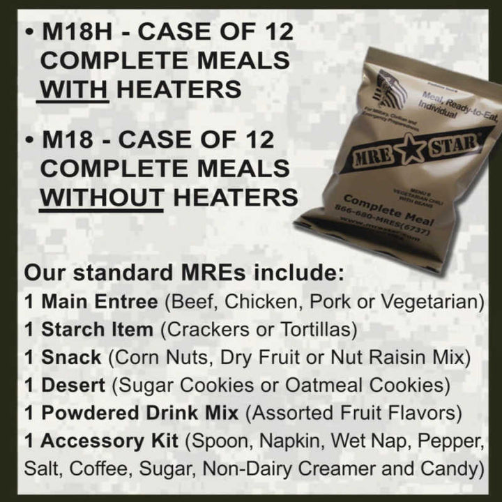 MRE Star | 12 MRE Full Case | Heaters | Standard