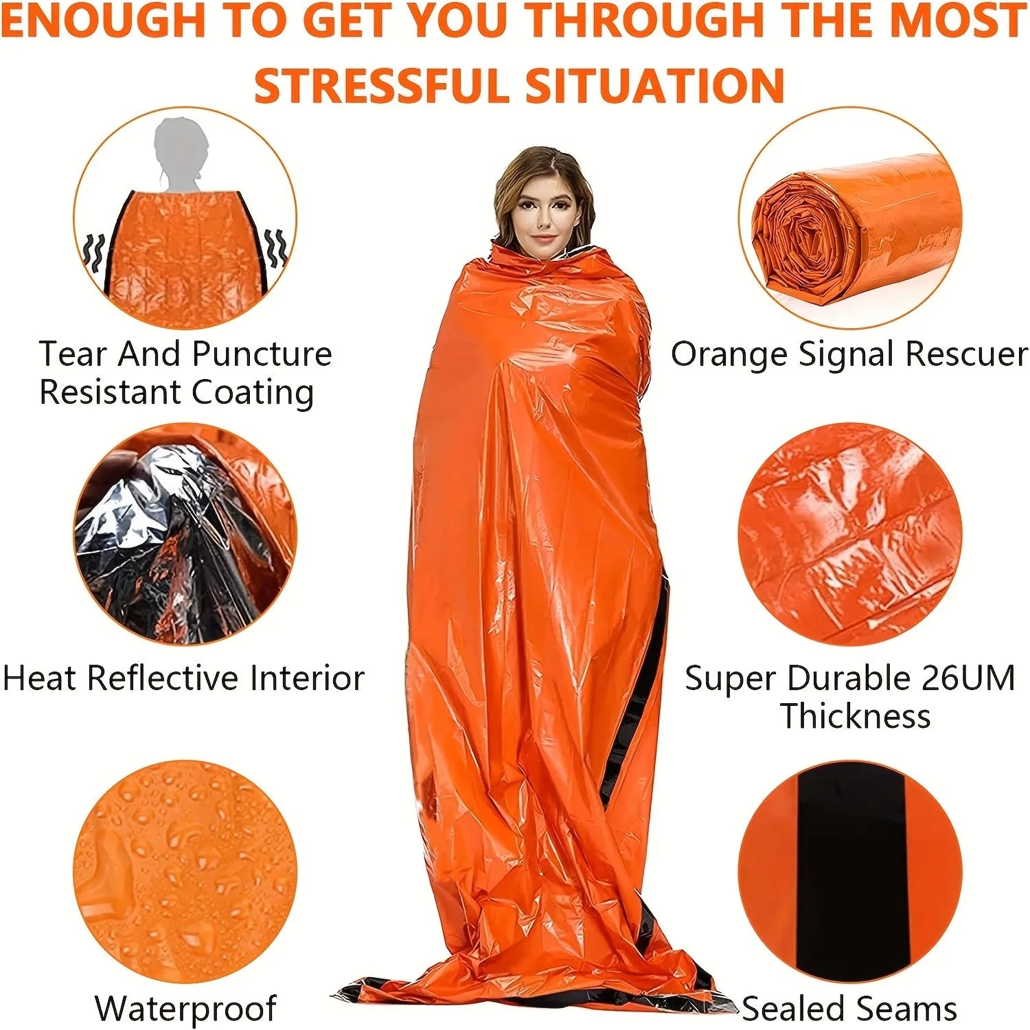 Emergency Survival Sleeping Bag – Waterproof Thermal Mylar Sack