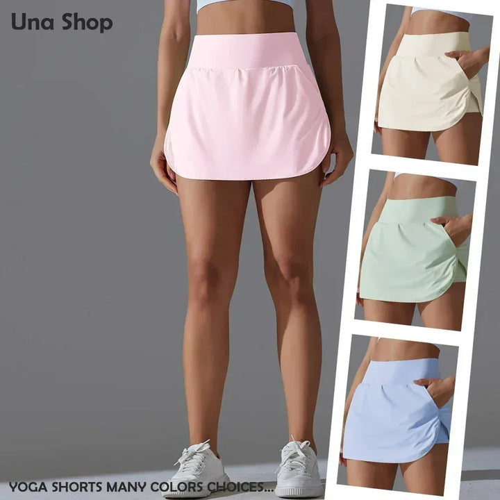 Una-Shop High Waist Yoga Shorts with Pockets – Women’s