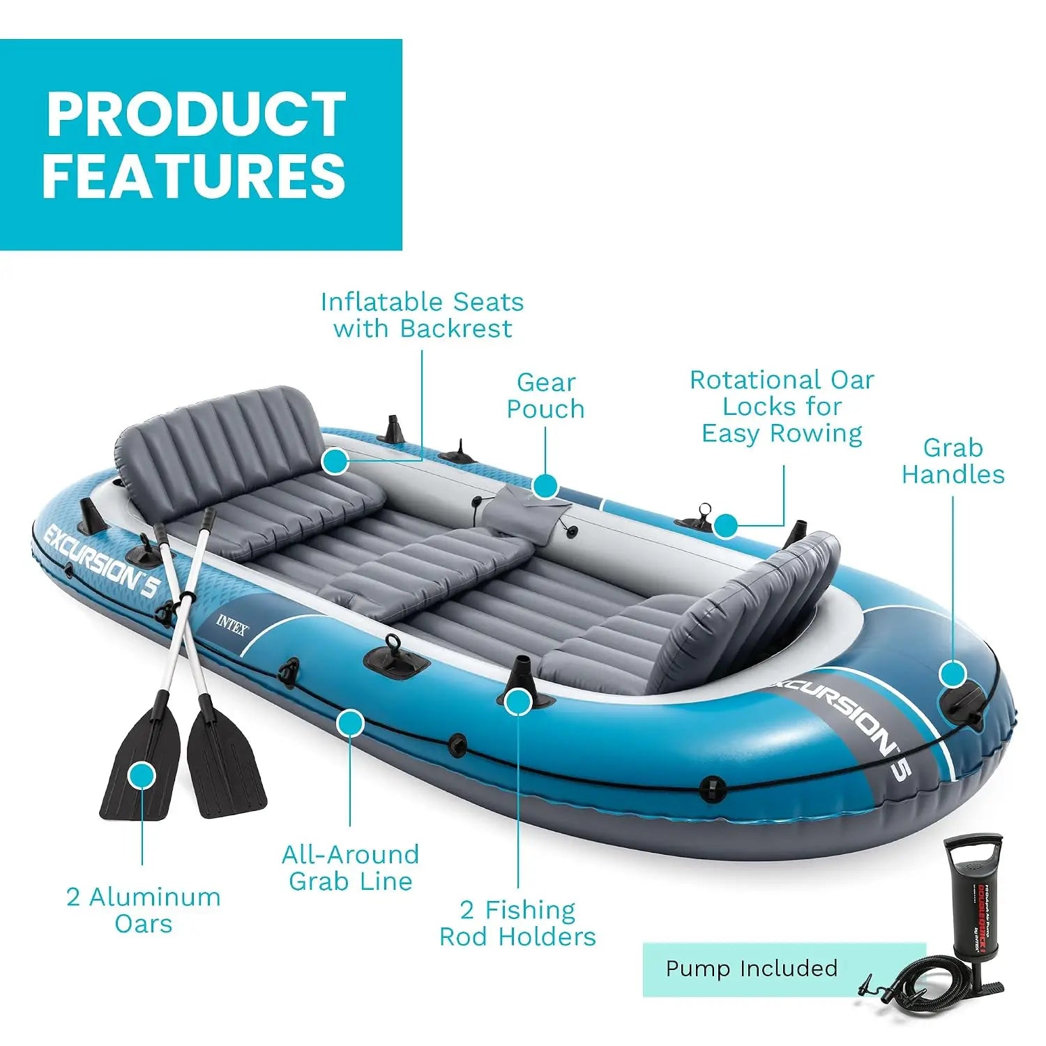 Excursion 5-Person Inflatable Fishing Boat