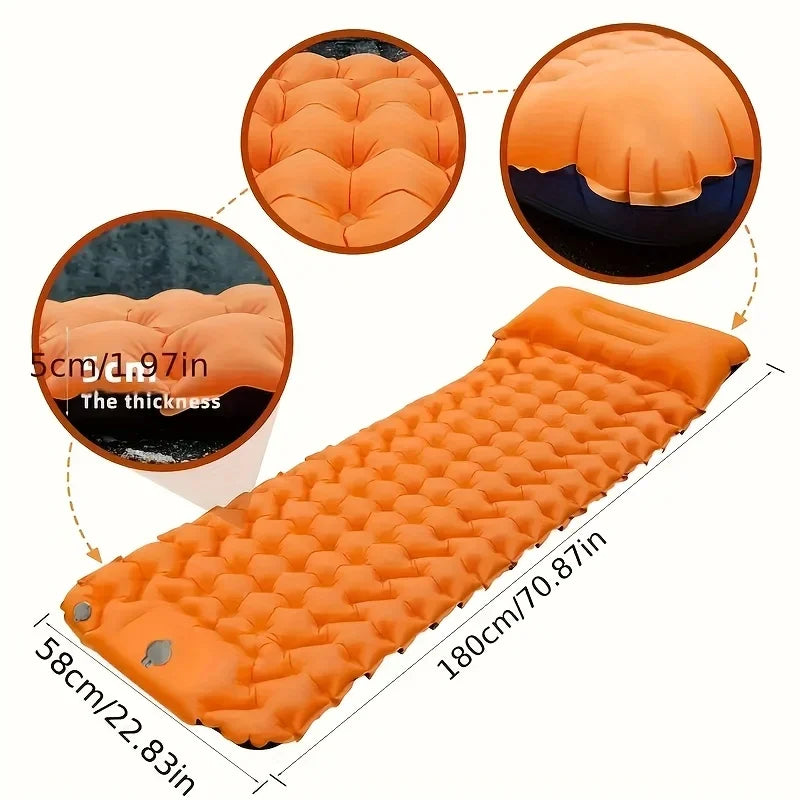1pc Outdoor Inflatable Sleeping Pad | 1-Minute Quick Inflation + Extra Thick Puncture-Proof | Essential for Camping / Hiking
