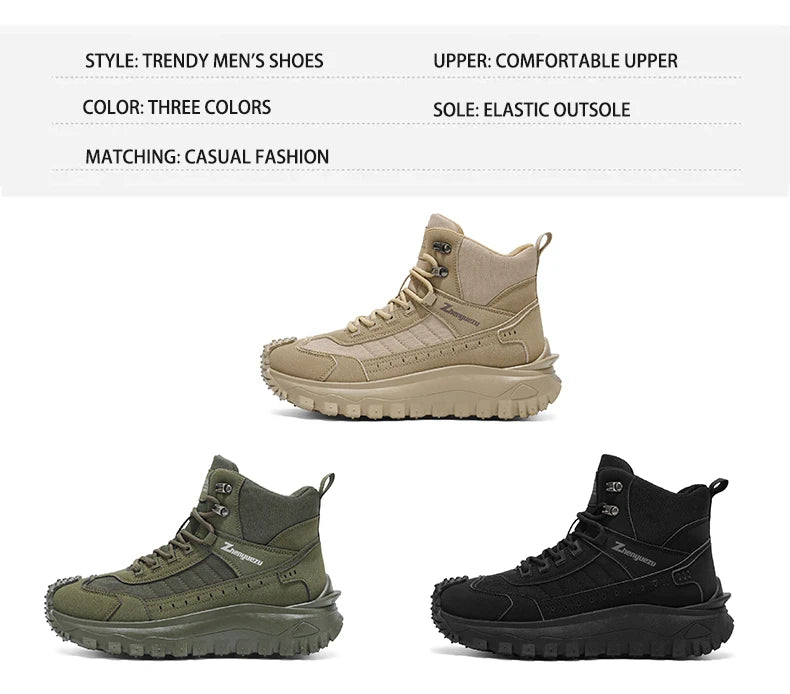 Men's Thick-Soled High-Top Boots