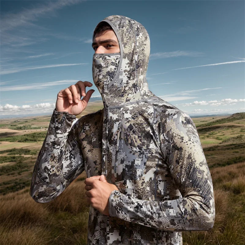 Core Lightweight Camouflage Hoodie Pullover Mask T-Shirt