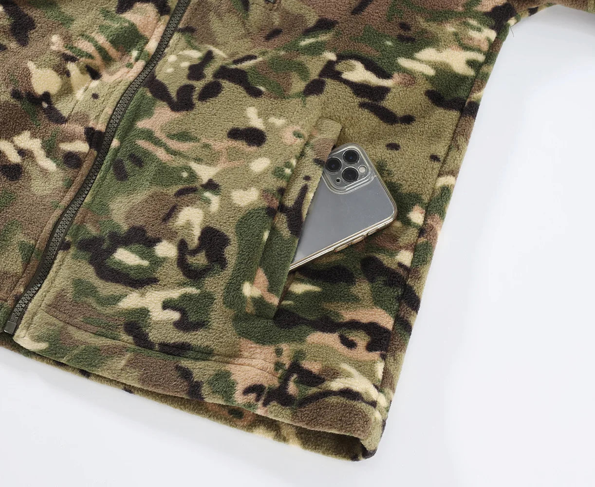 Camouflage Fleece Jacket Double-Sided