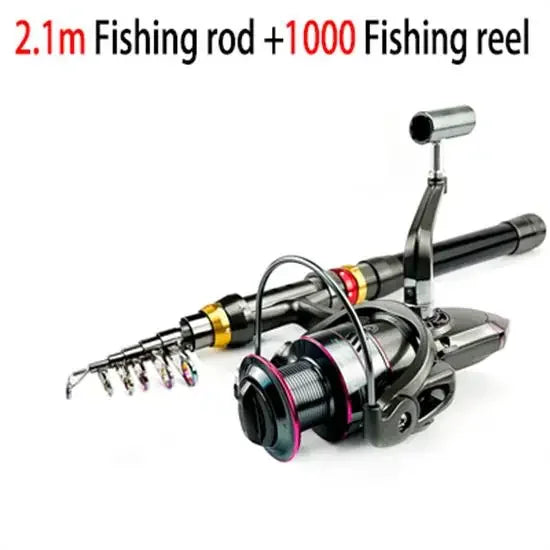 Carbon Fiber Fishing Rod And Reel Combo Telescopic Spinning Reel