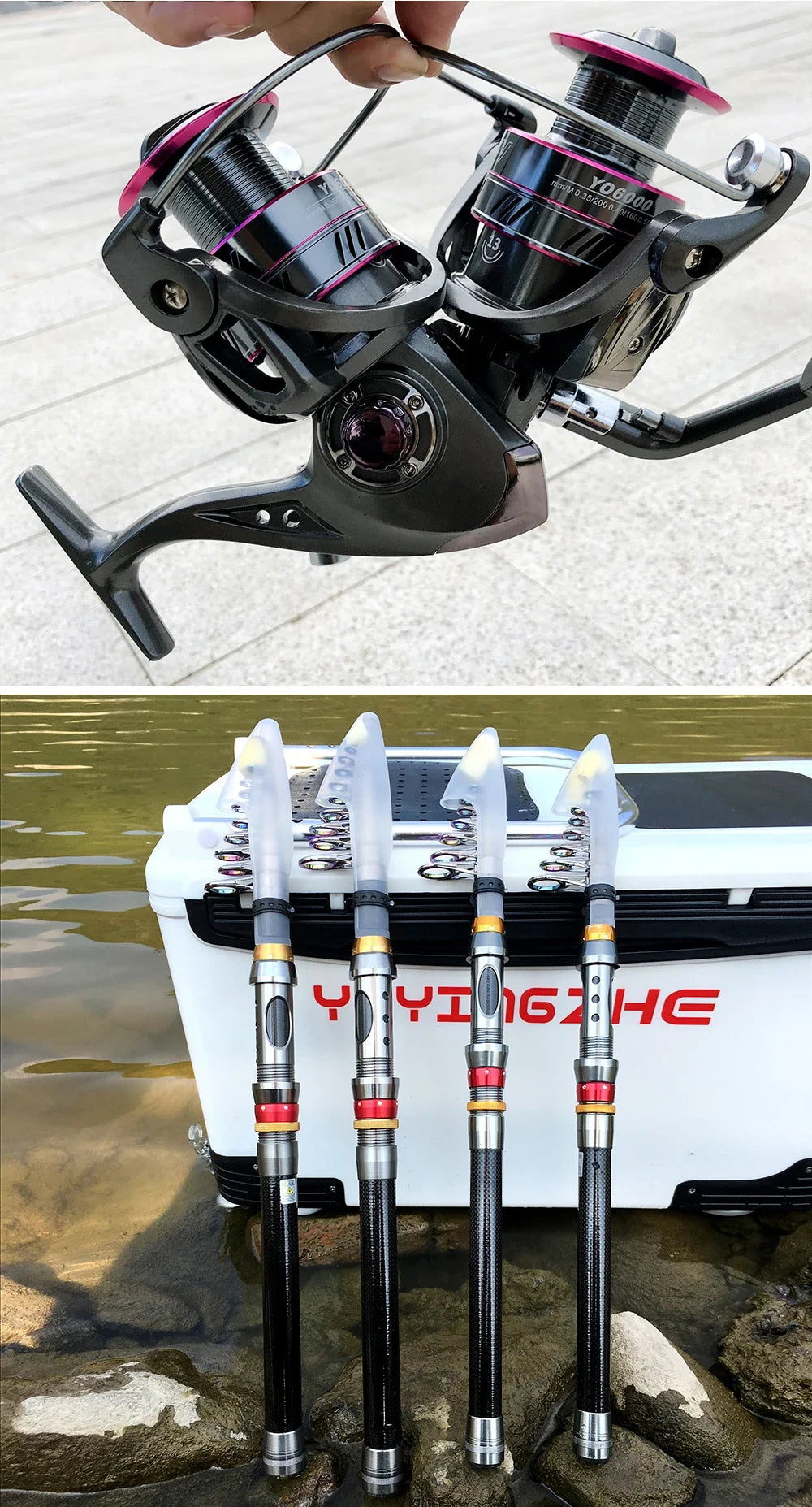 Carbon Fiber Fishing Rod And Reel Combo Telescopic Spinning Reel