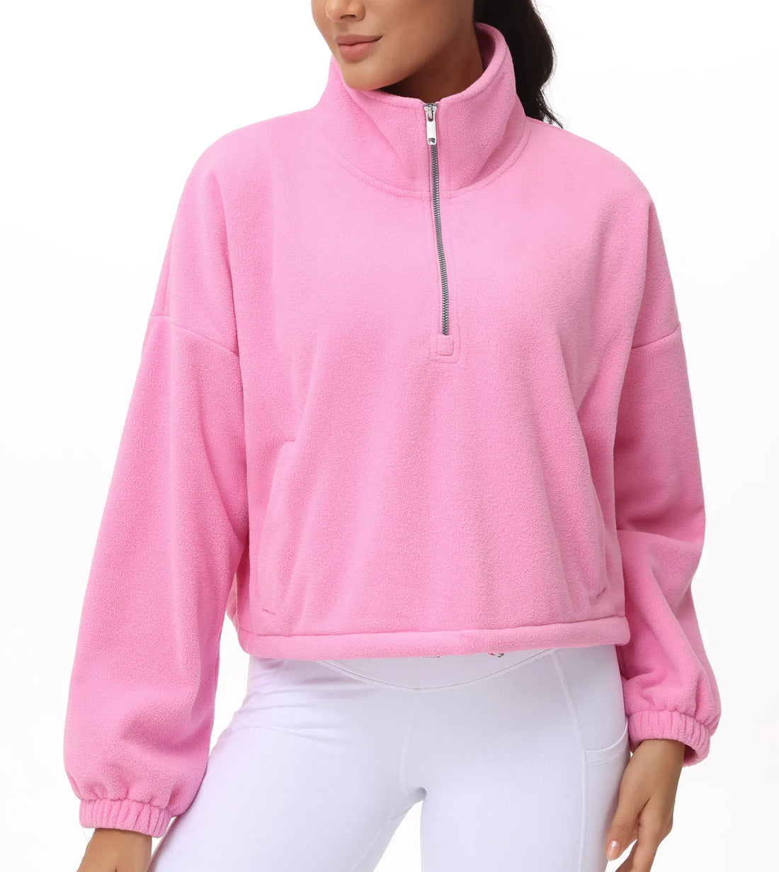 THE GYM PEOPLE Women’s Half-Zip Crop Fleece Pullover