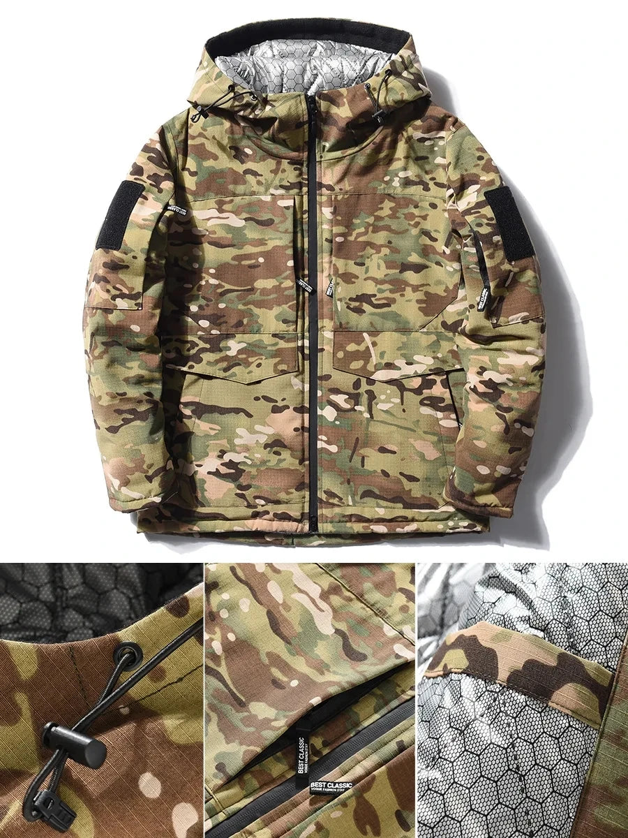 Winter Heat Reflection Warm Coats, Cargo Pants Set