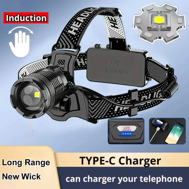 1000W Led Sensor Head Flashlight