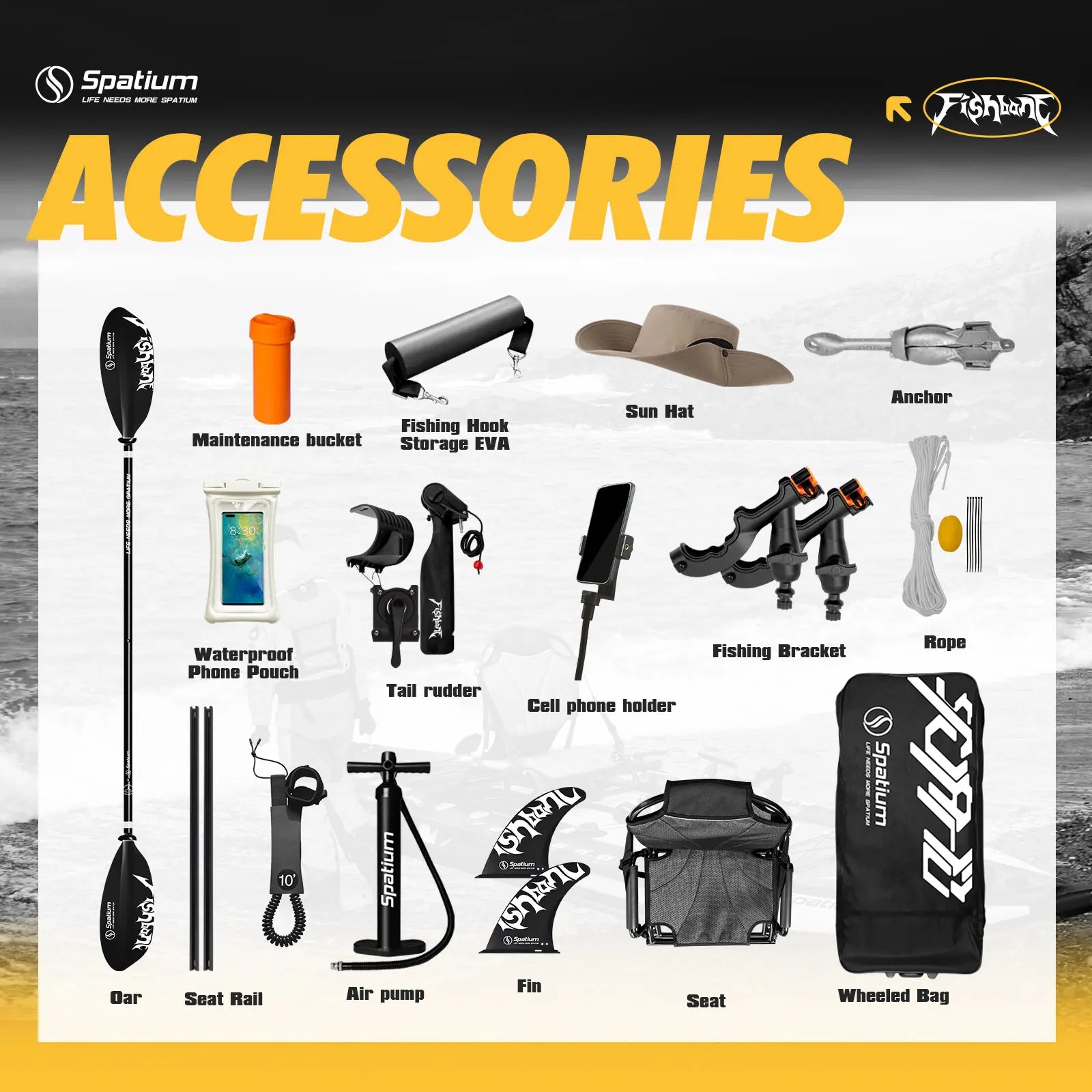Spatium Fishing Kayak, Fishing Paddle Board