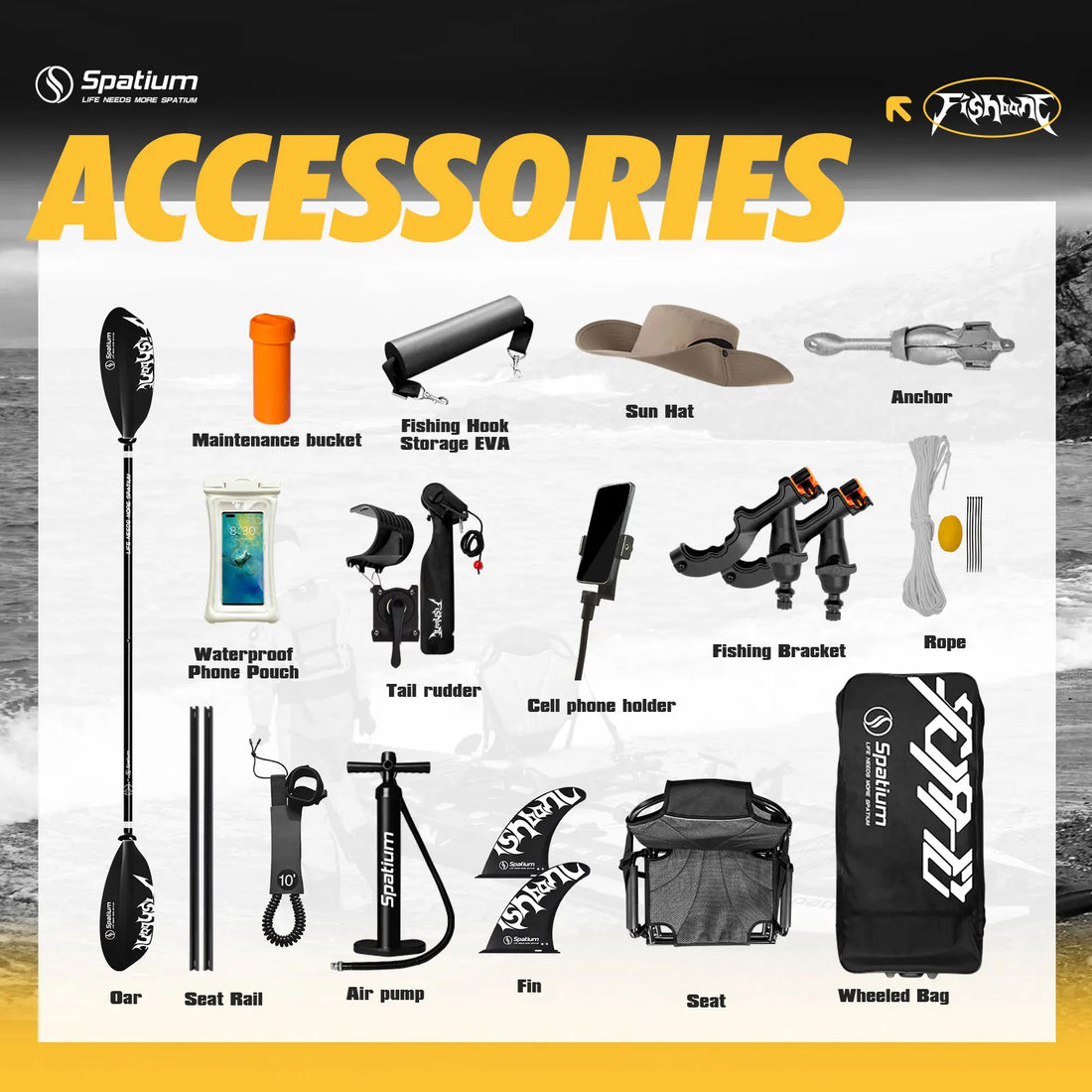 Spatium Fishing Kayak, Fishing Paddle Board