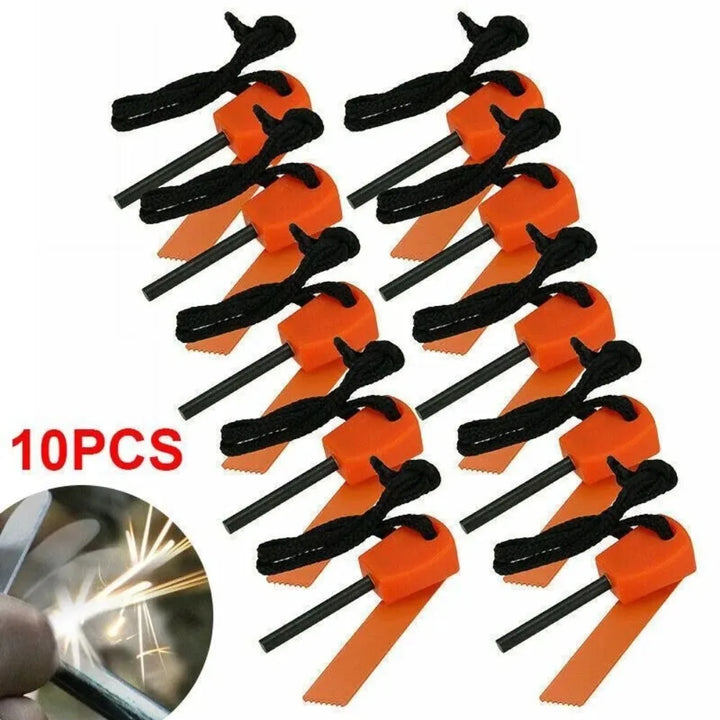 10-Pack Ferro Rod Fire Starter Kit