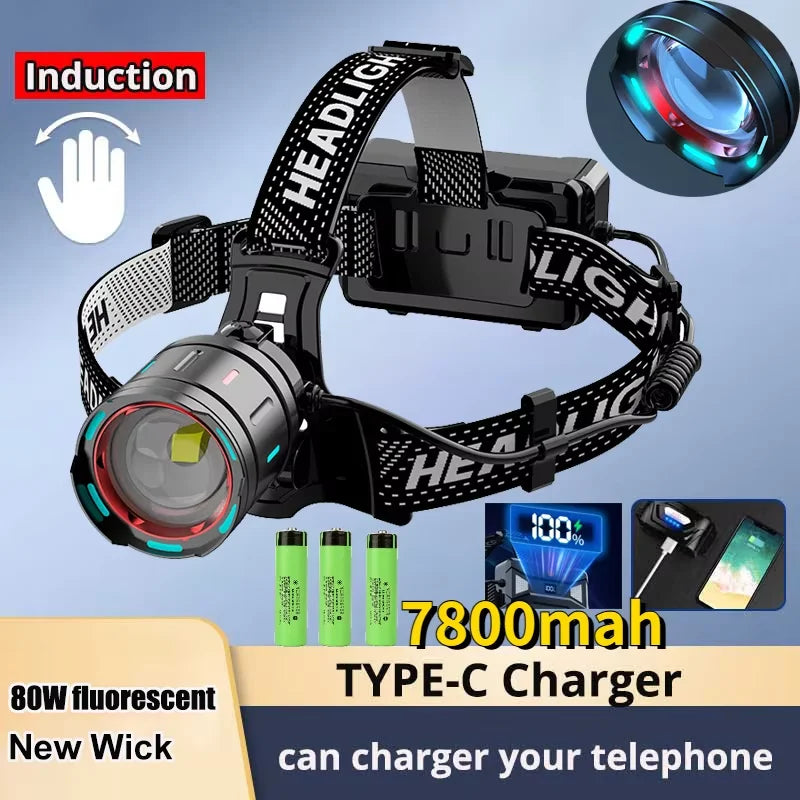 1000W Led Sensor Head Flashlight