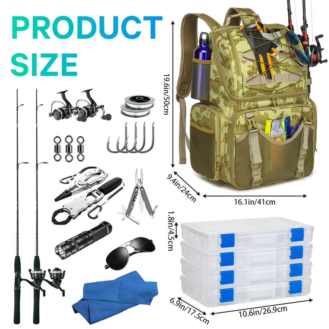 Fishing Backpack 45L Cooler Tackle Bag