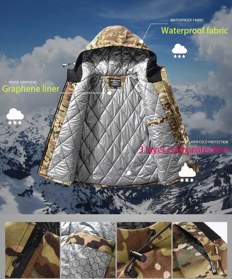 Winter Heat Reflection Warm Coats, Cargo Pants Set