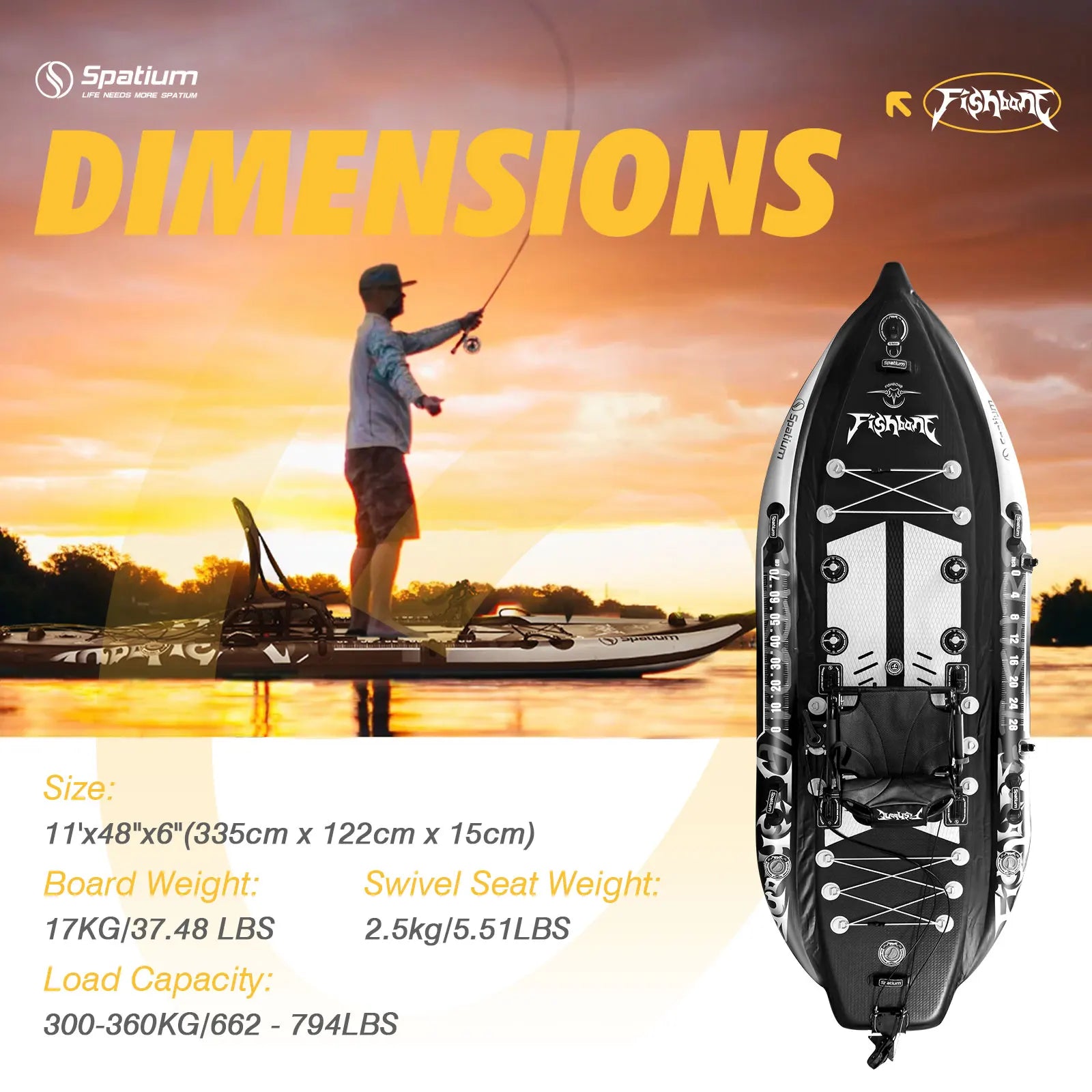 Spatium Fishing Kayak, Fishing Paddle Board