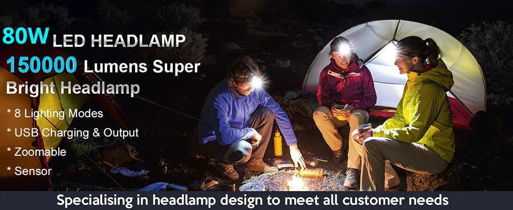 1000W Led Sensor Head Flashlight