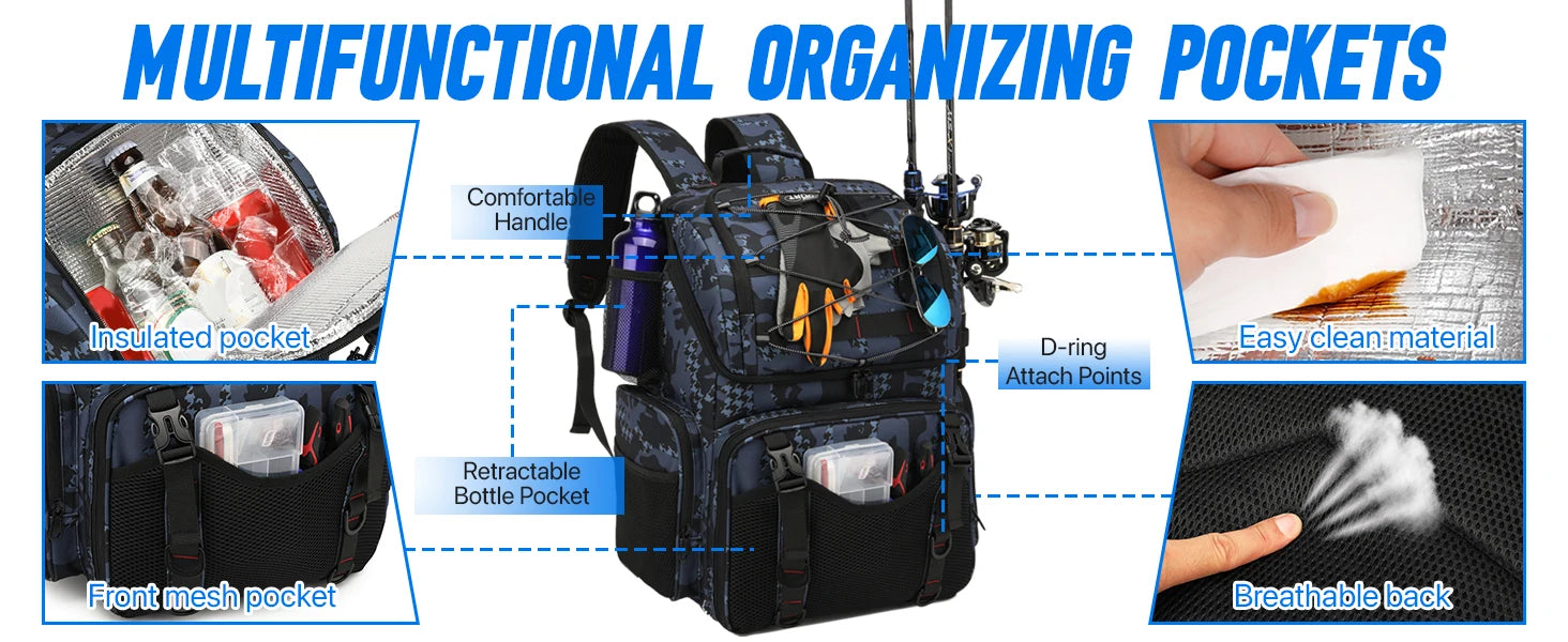 Fishing Backpack 45L Cooler Tackle Bag