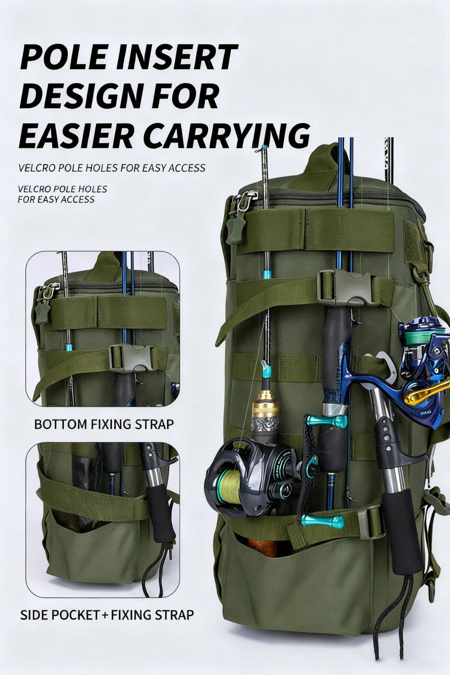 Multifunctional Fishing Backpack Tackle Bag with Rod Holders