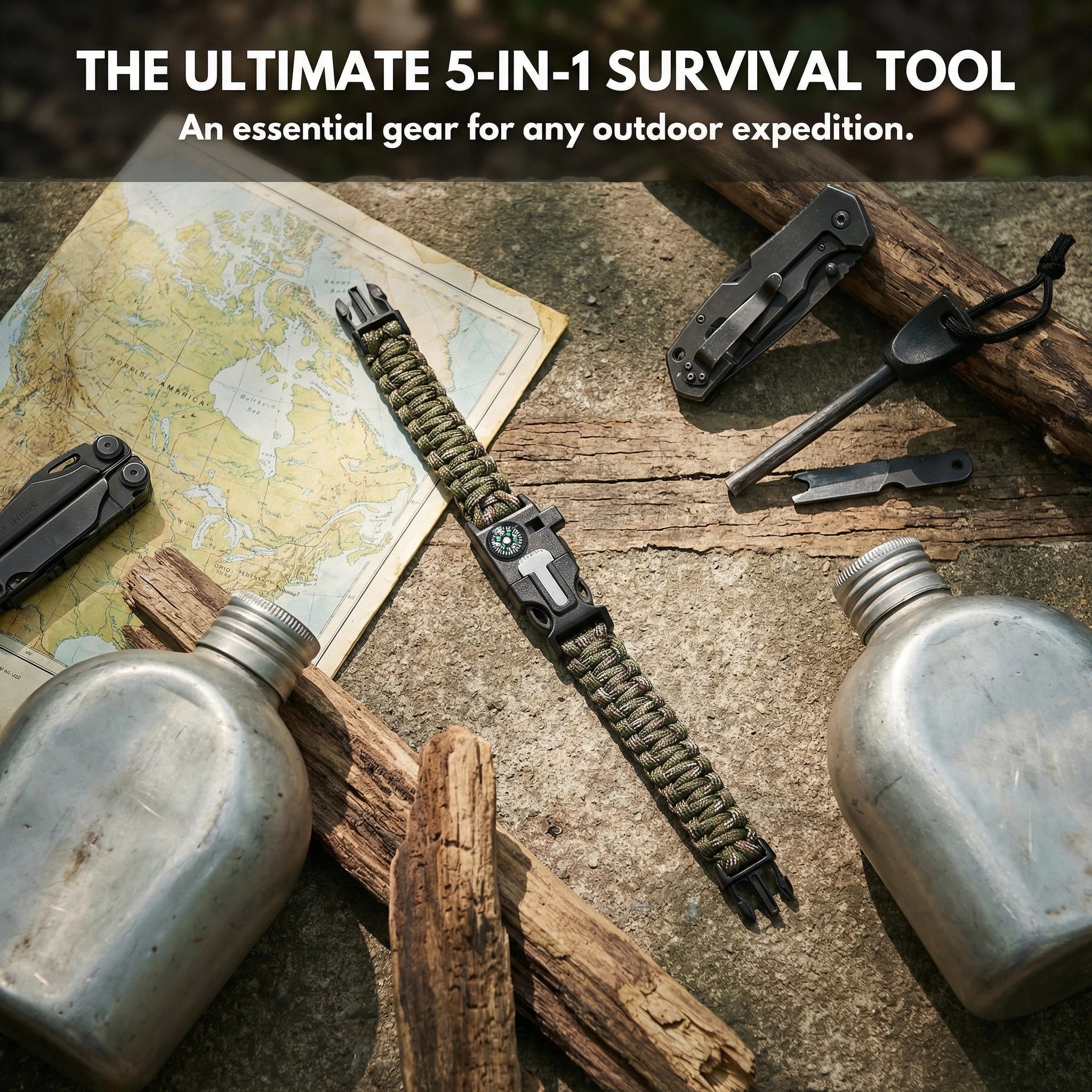 Adjustable Survival Paracord Bracelet