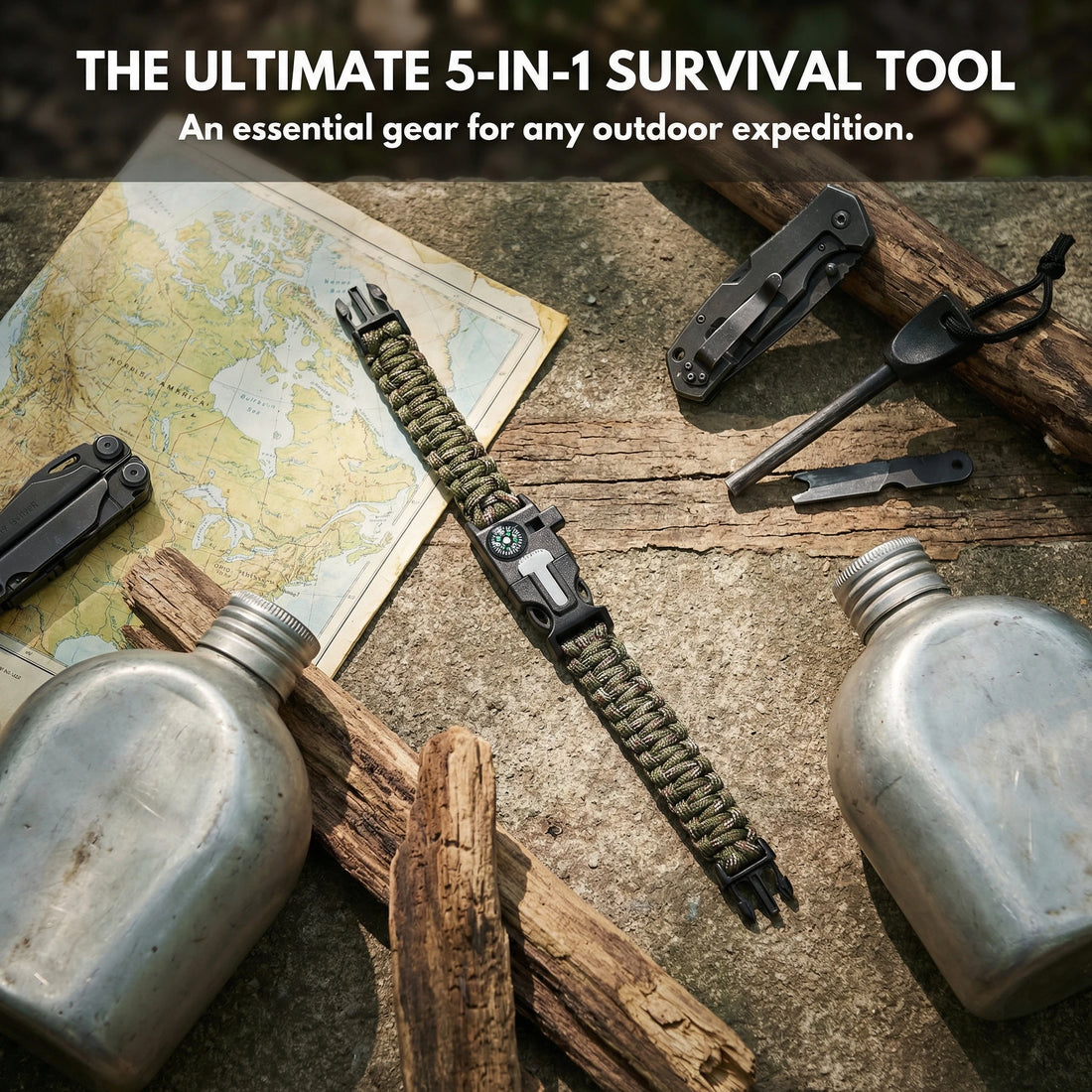 Adjustable Survival Paracord Bracelet