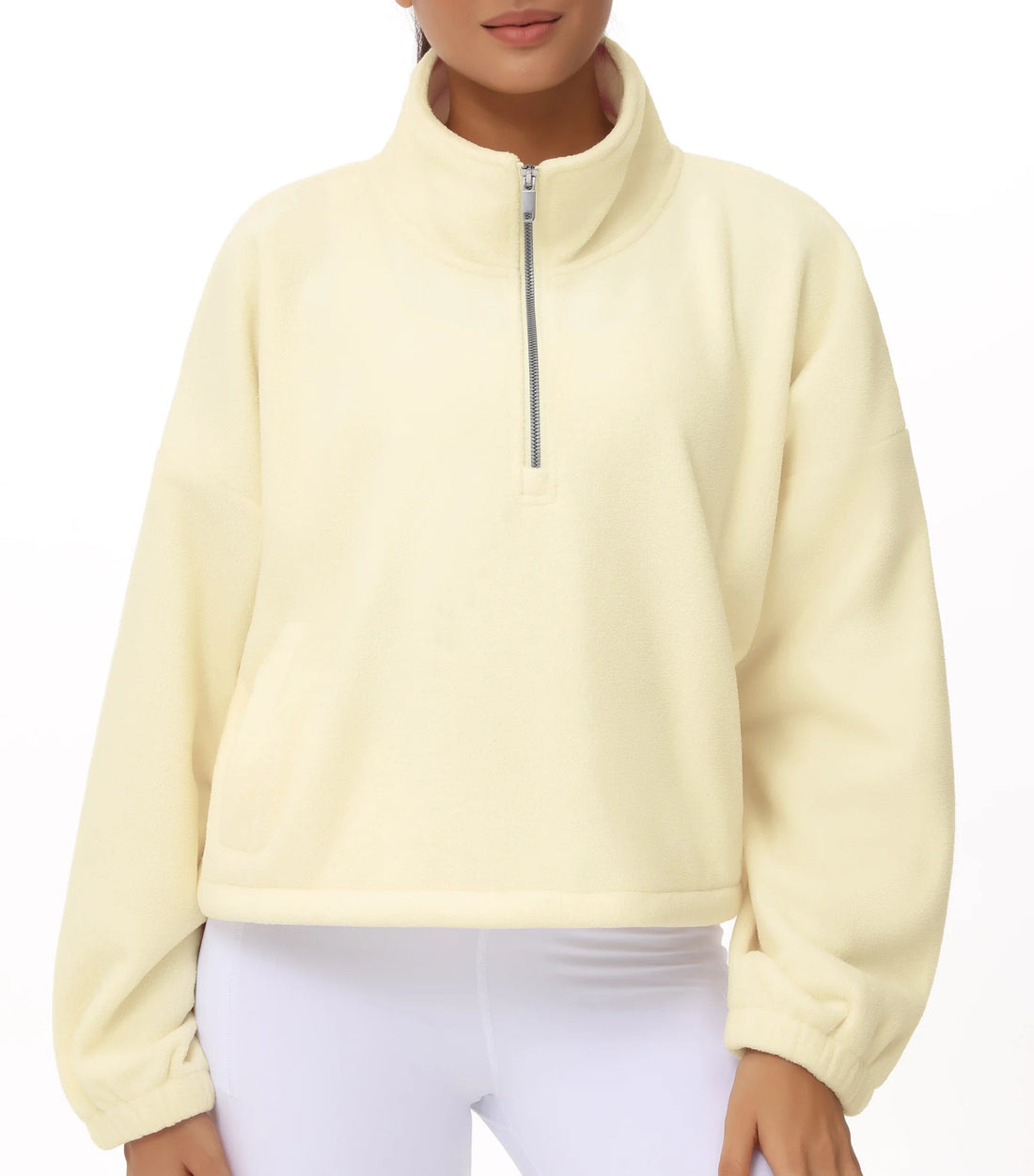 THE GYM PEOPLE Women’s Half-Zip Crop Fleece Pullover