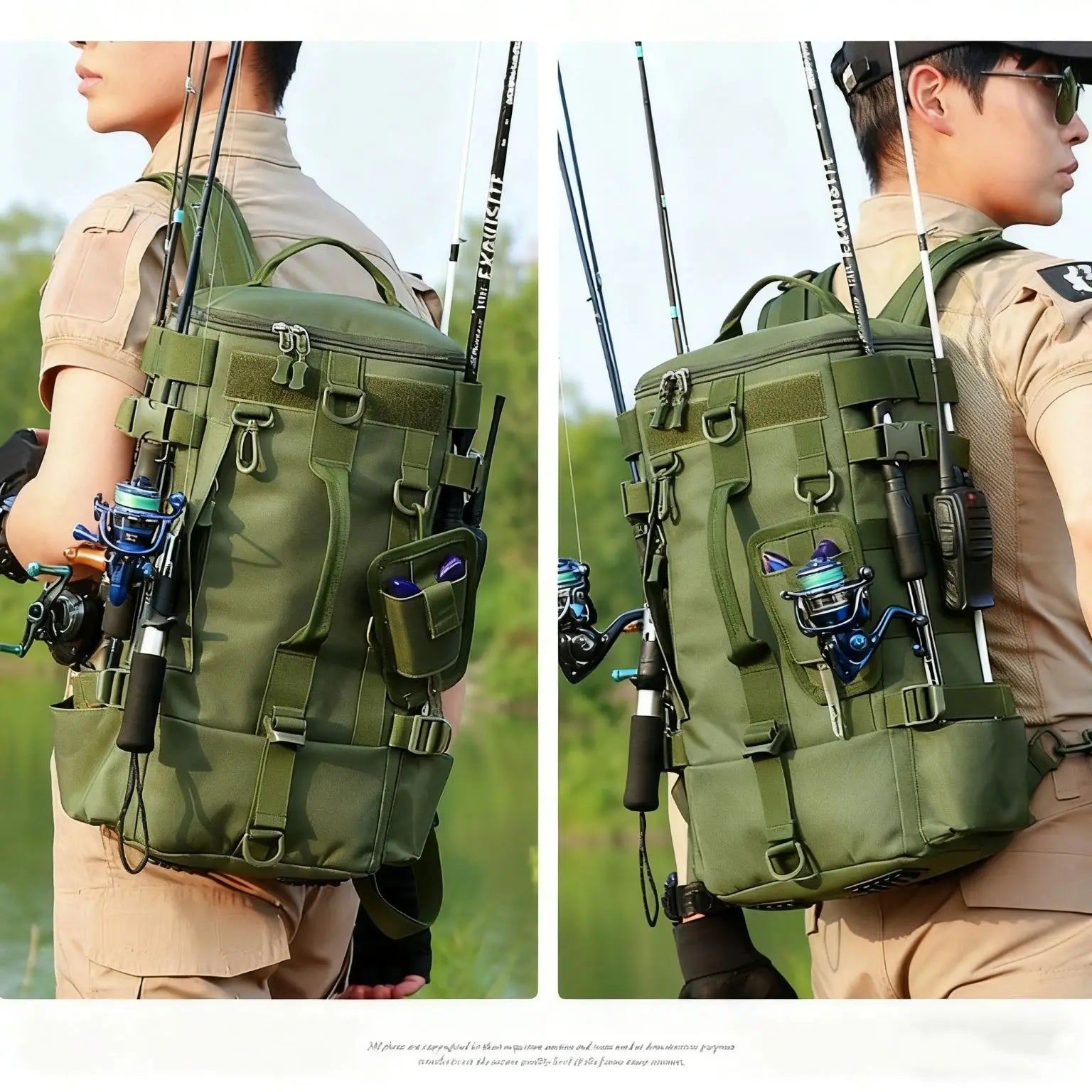 Multifunctional Fishing Backpack Tackle Bag with Rod Holders