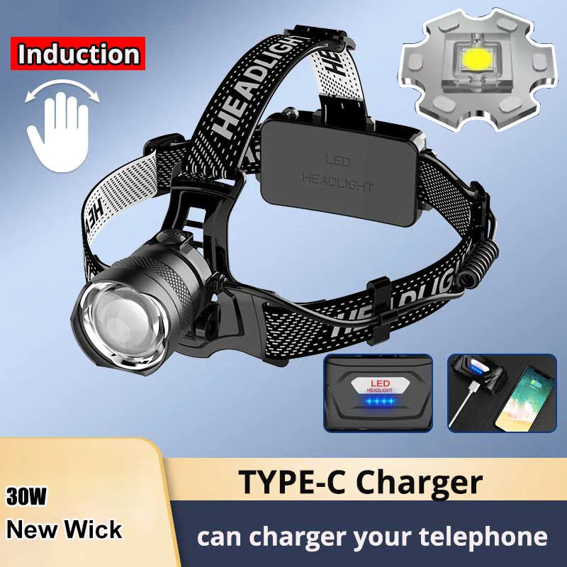 1000W Led Sensor Head Flashlight